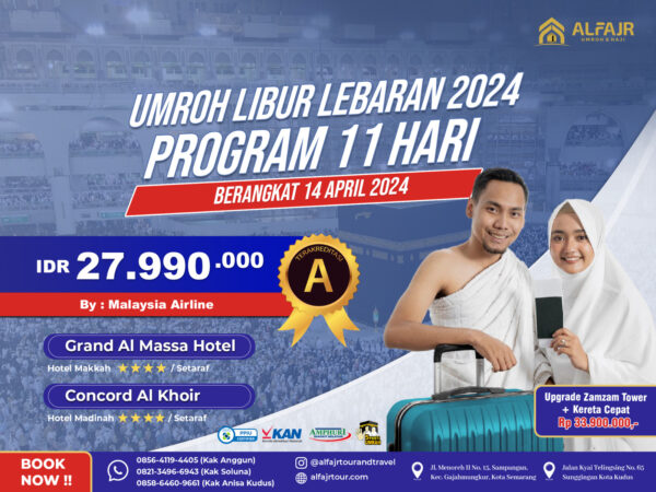 Umroh Libur Lebaran 11 Hari - Malaysia Airline - 14 April 2024